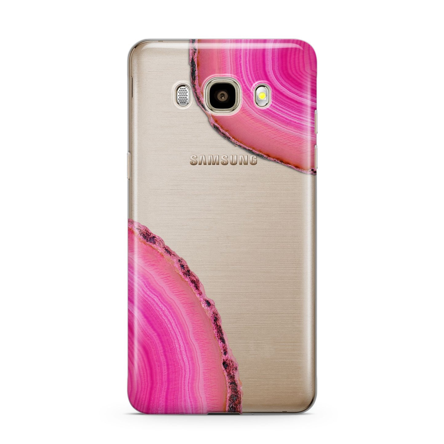 Agate Bright Pink Samsung Galaxy J7 2016 Case on gold phone
