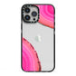 Agate Bright Pink iPhone 13 Pro Max Black Impact Case on Silver phone