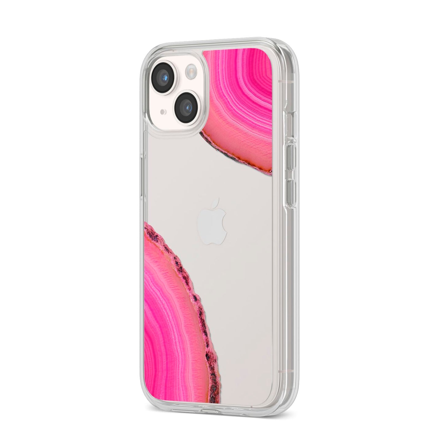 Agate Bright Pink iPhone 14 Clear Tough Case Starlight Angled Image