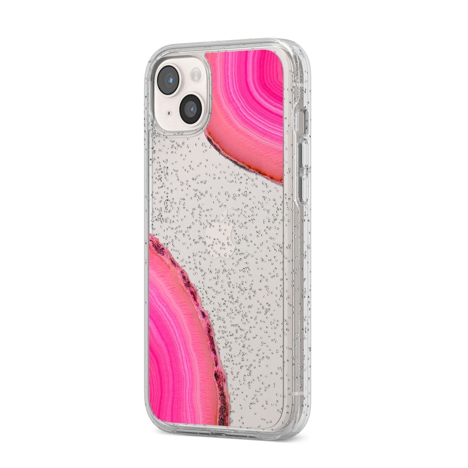 Agate Bright Pink iPhone 14 Plus Glitter Tough Case Starlight Angled Image