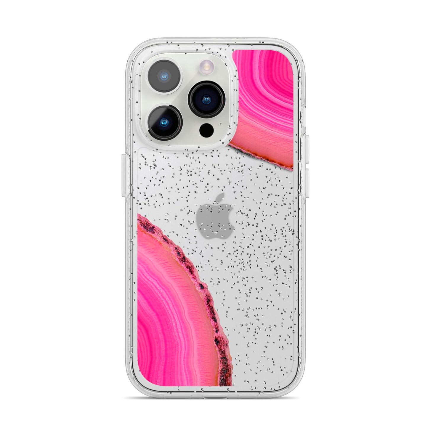 Agate Bright Pink iPhone 14 Pro Glitter Tough Case Silver