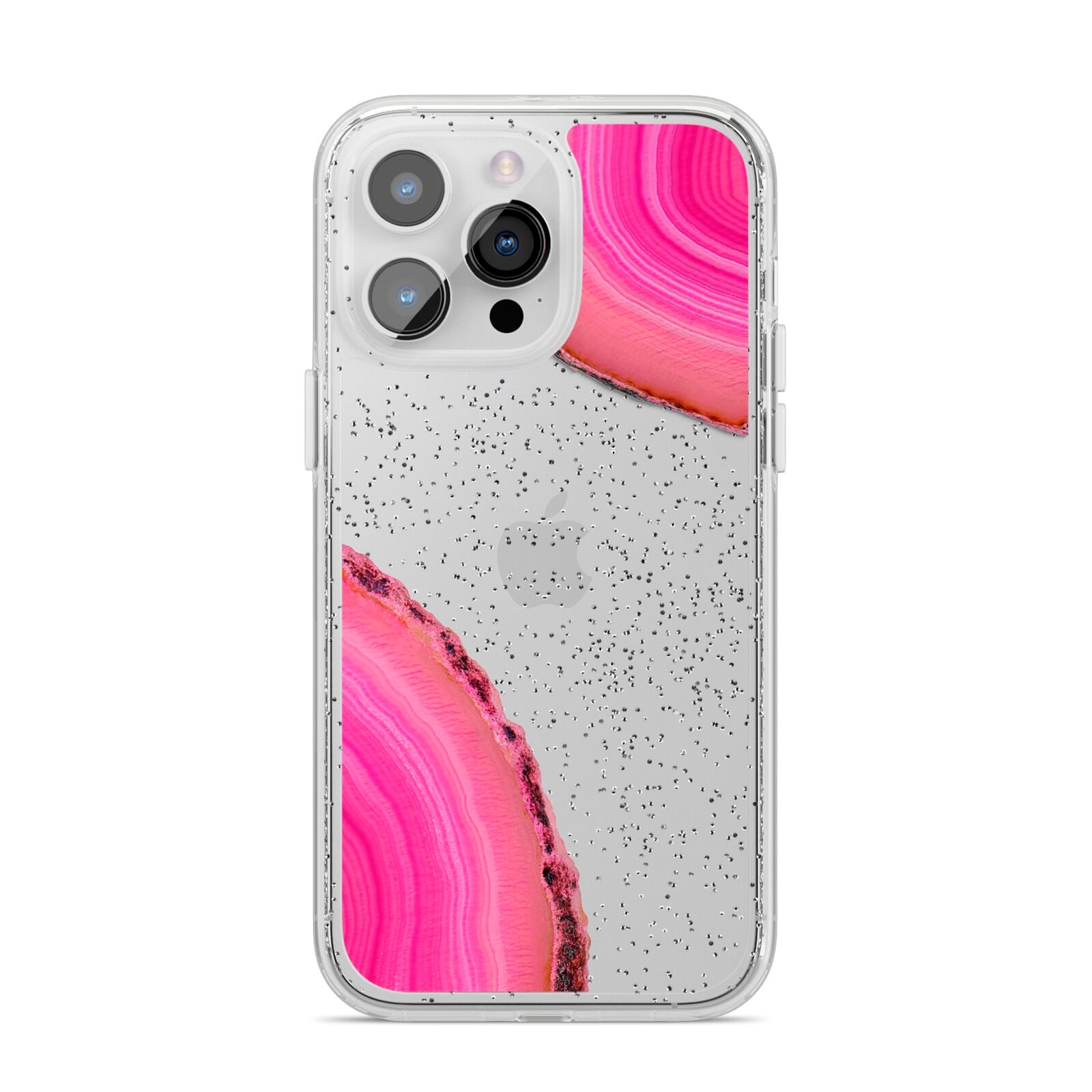 Agate Bright Pink iPhone 14 Pro Max Glitter Tough Case Silver