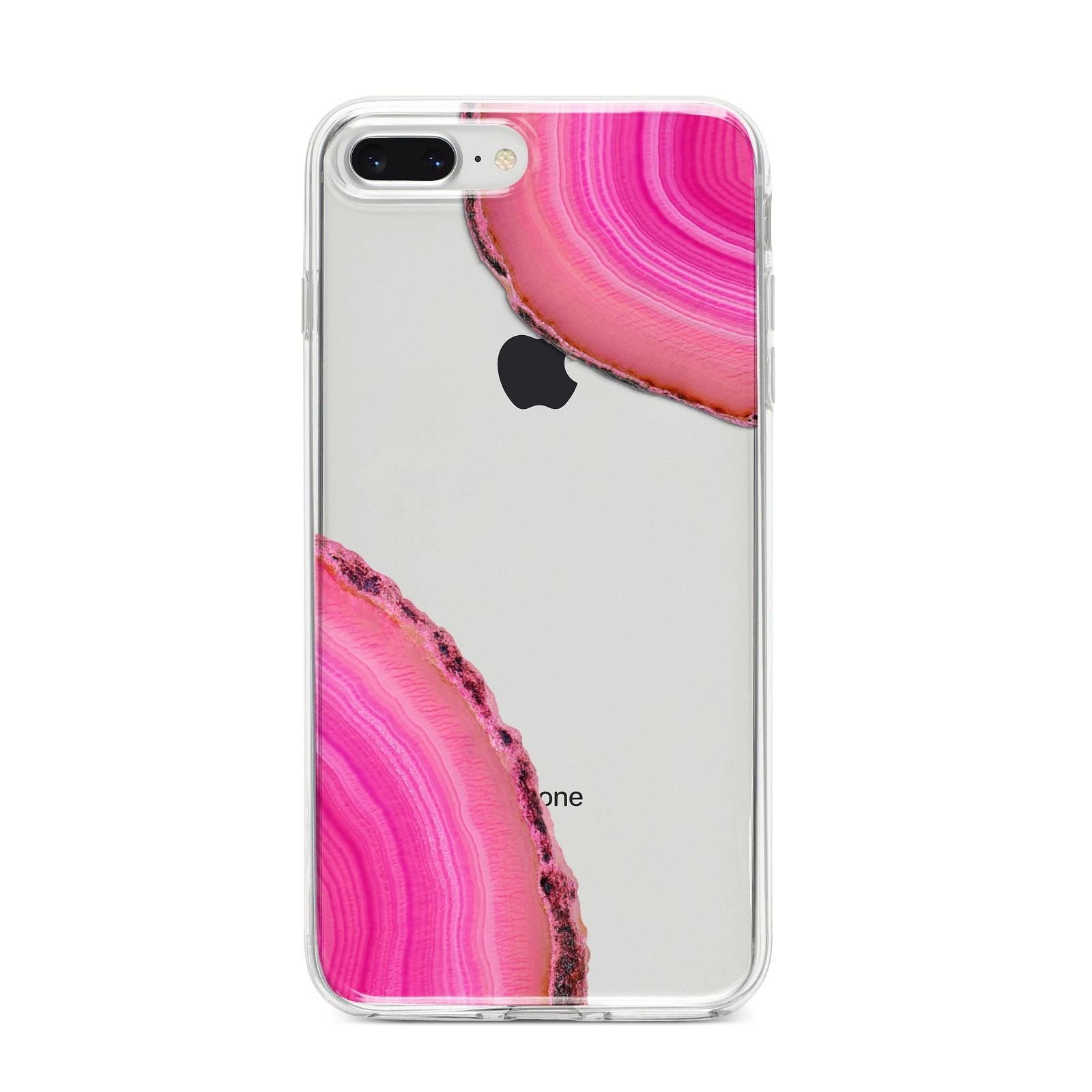 Agate Bright Pink iPhone 8 Plus Bumper Case on Silver iPhone