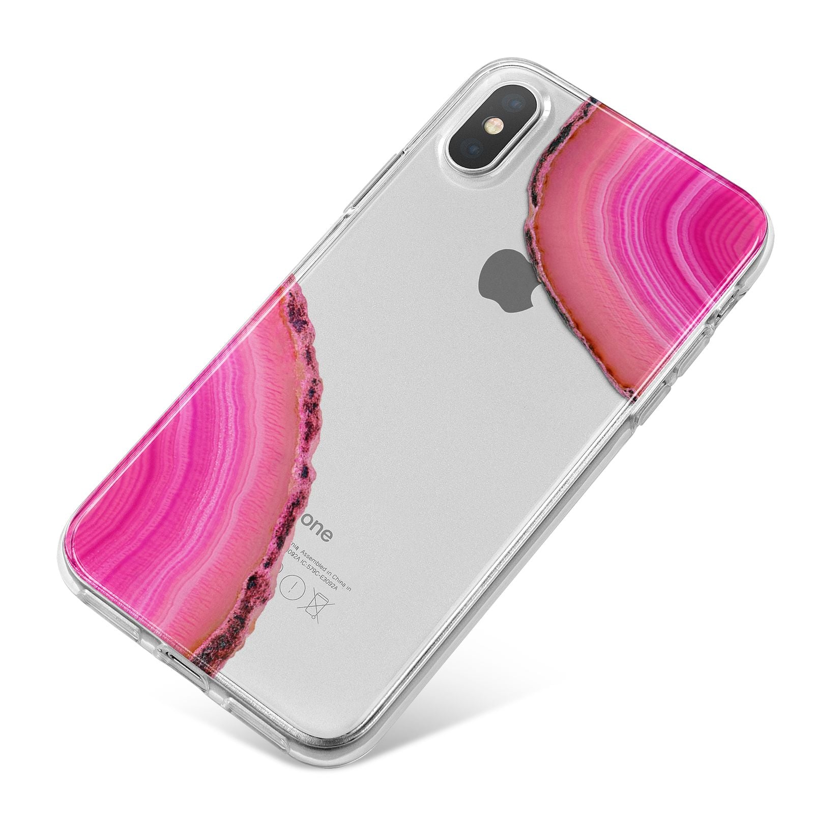 Agate Bright Pink iPhone X Bumper Case on Silver iPhone