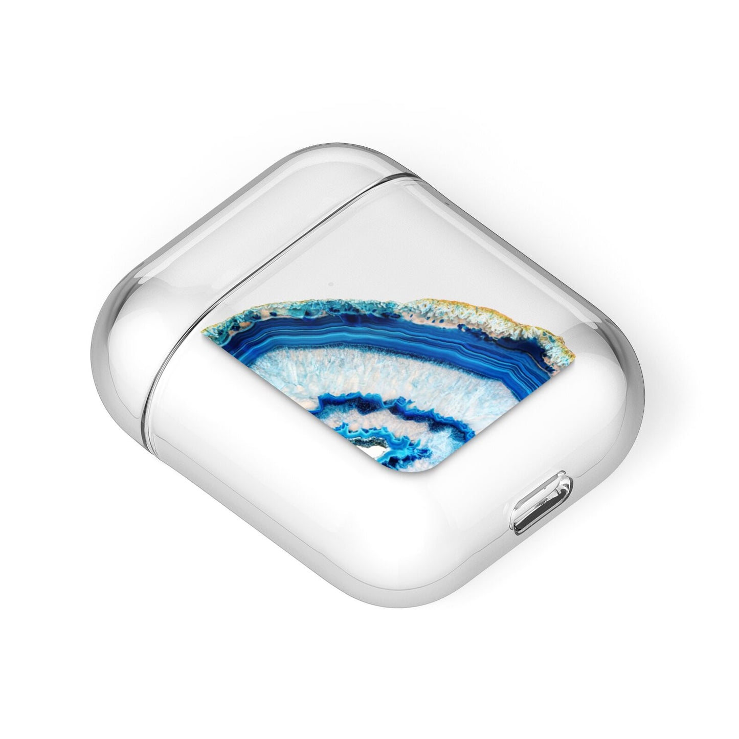 Agate Dark Blue and Turquoise AirPods Case Laid Flat