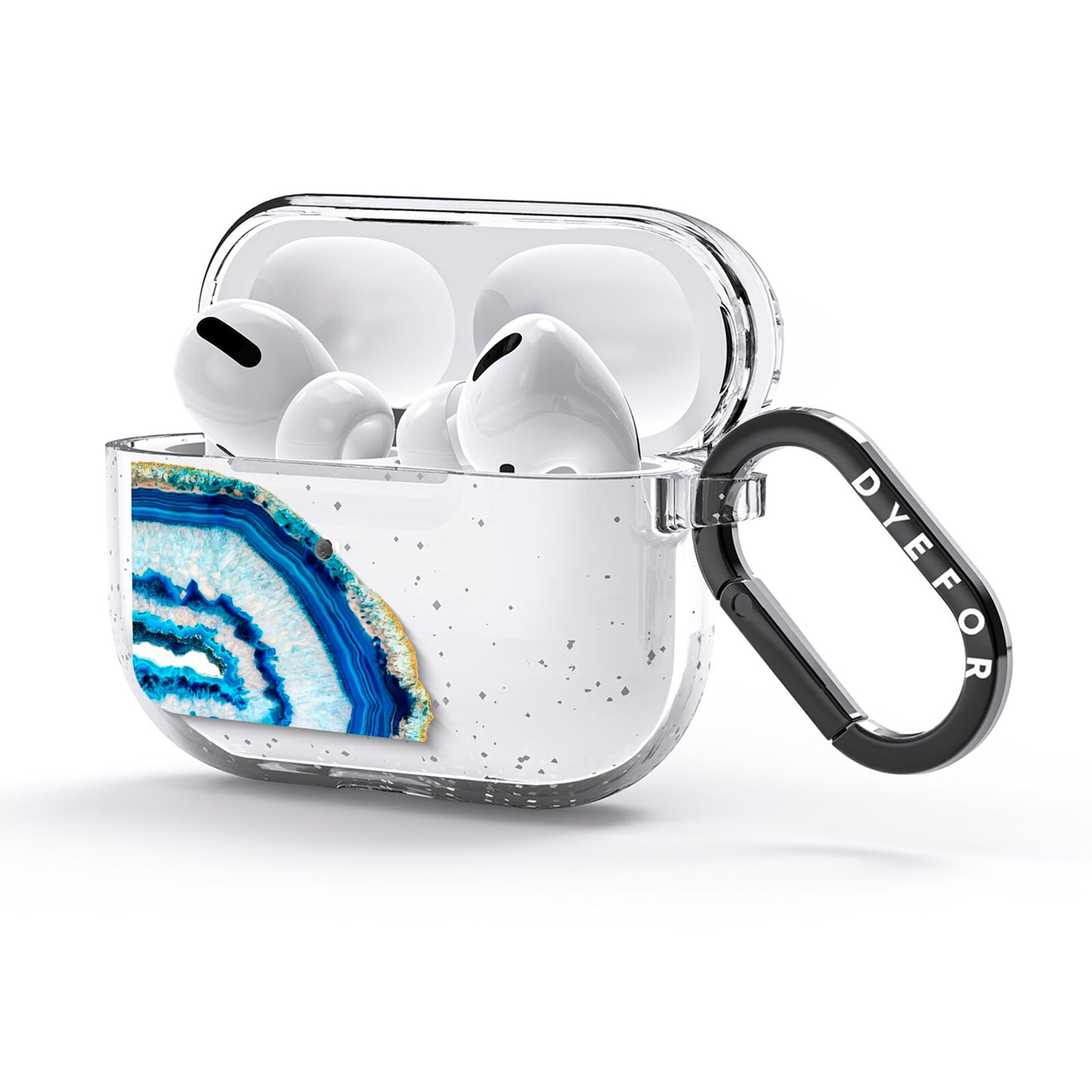 Agate Dark Blue and Turquoise AirPods Glitter Case 3rd Gen Side Image