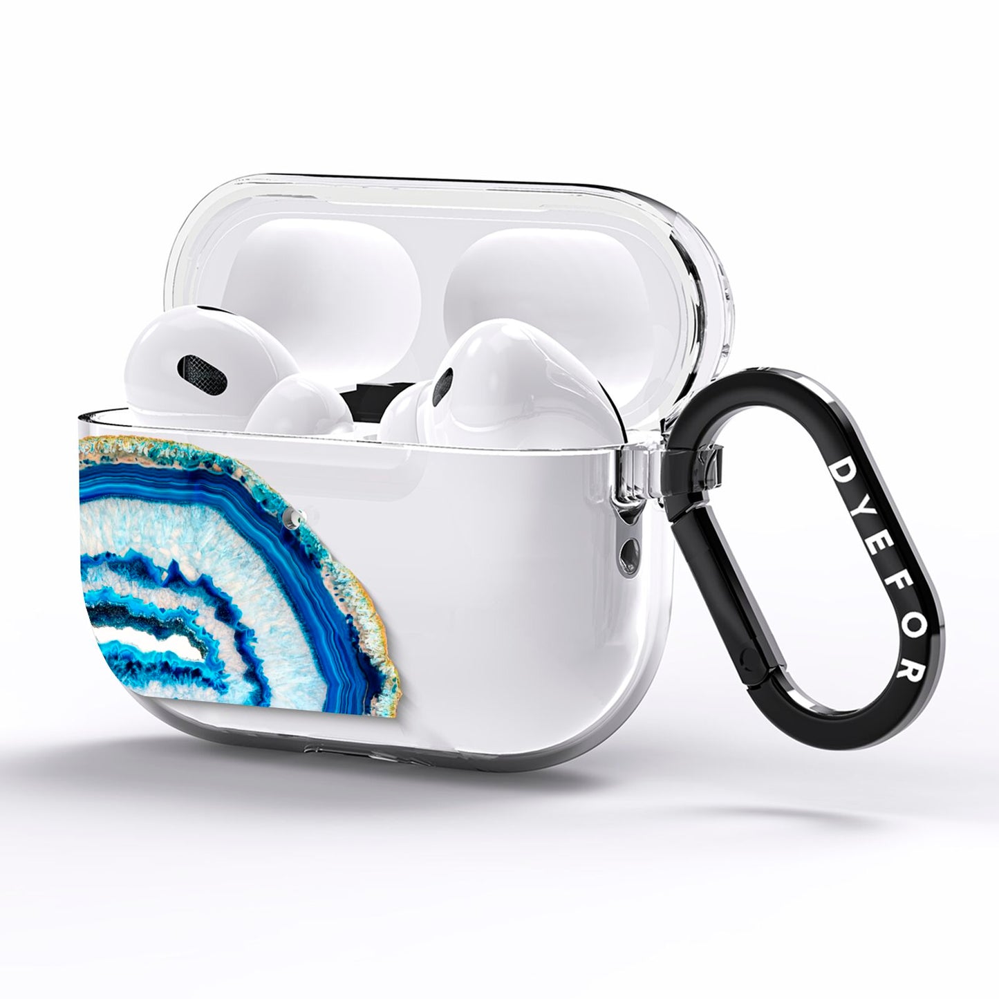 Agate Dark Blue and Turquoise AirPods Pro Clear Case Side Image