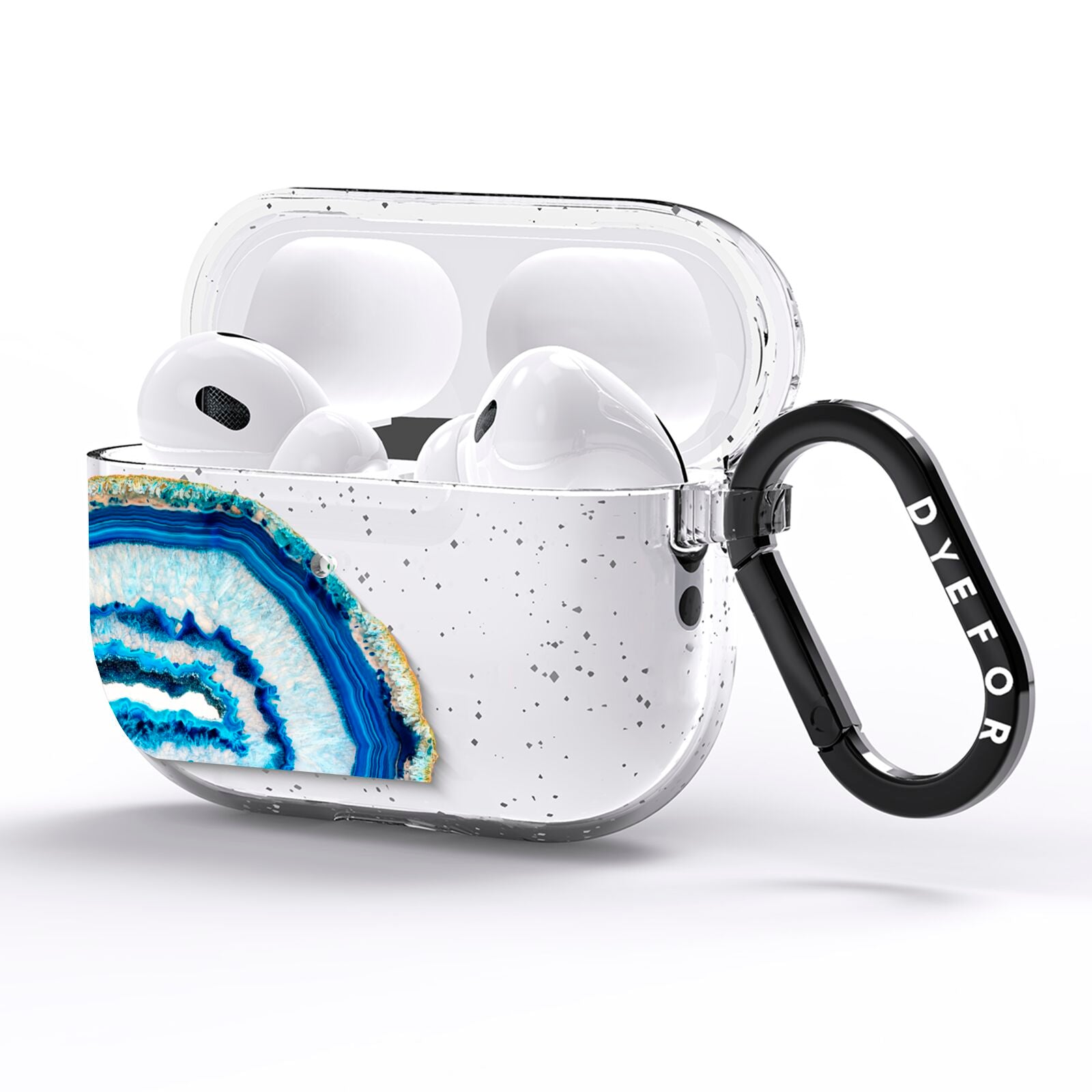 Agate Dark Blue and Turquoise AirPods Pro Glitter Case Side Image