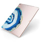 Agate Dark Blue and Turquoise Apple iPad Case on Rose Gold iPad Side View