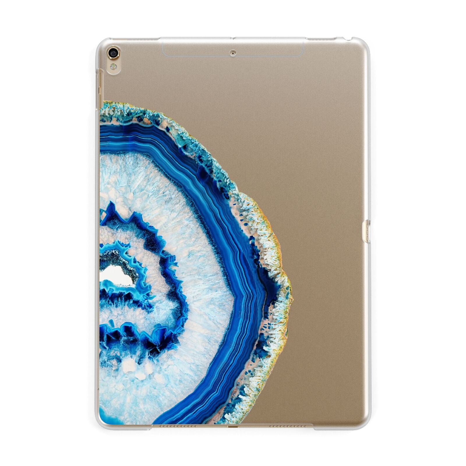 Agate Dark Blue and Turquoise Apple iPad Gold Case