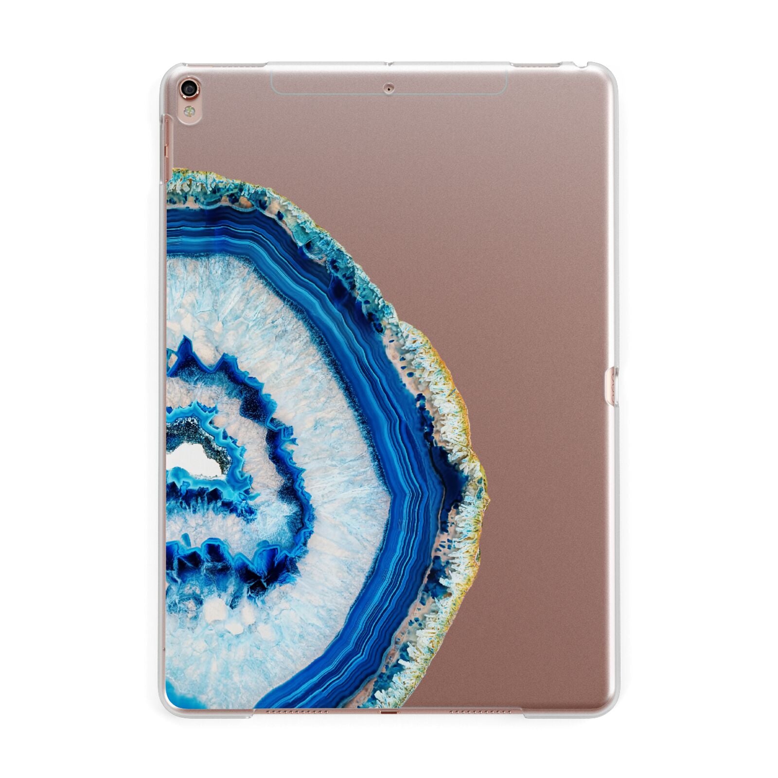 Agate Dark Blue and Turquoise Apple iPad Rose Gold Case