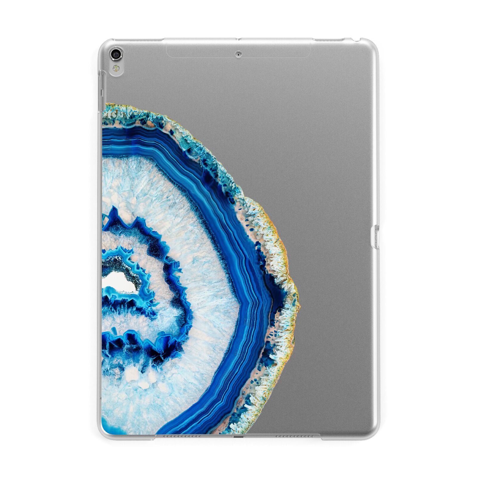 Agate Dark Blue and Turquoise Apple iPad Silver Case