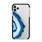 Agate Dark Blue and Turquoise Apple iPhone 11 Pro Max in Silver with Black Impact Case