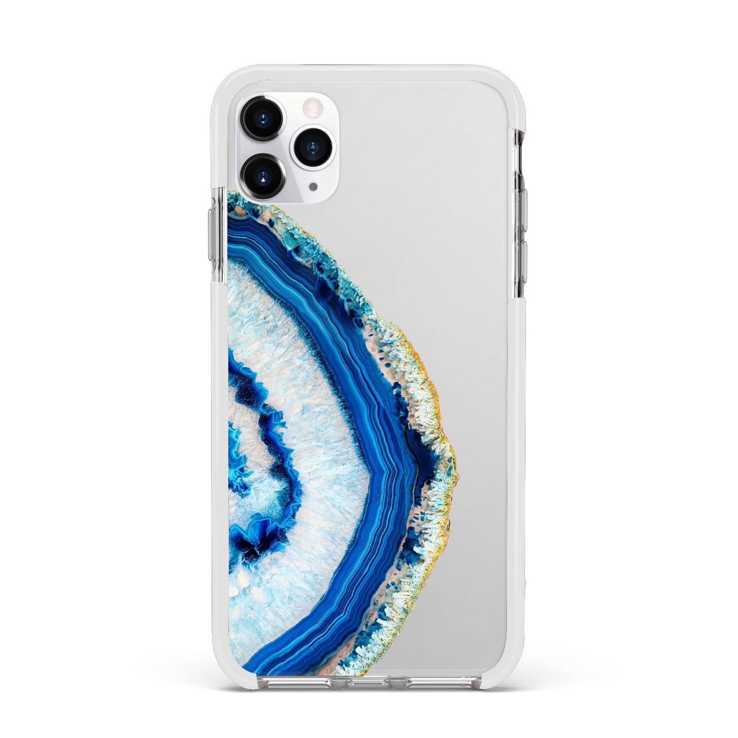 Agate Dark Blue and Turquoise Apple iPhone 11 Pro Max in Silver with White Impact Case