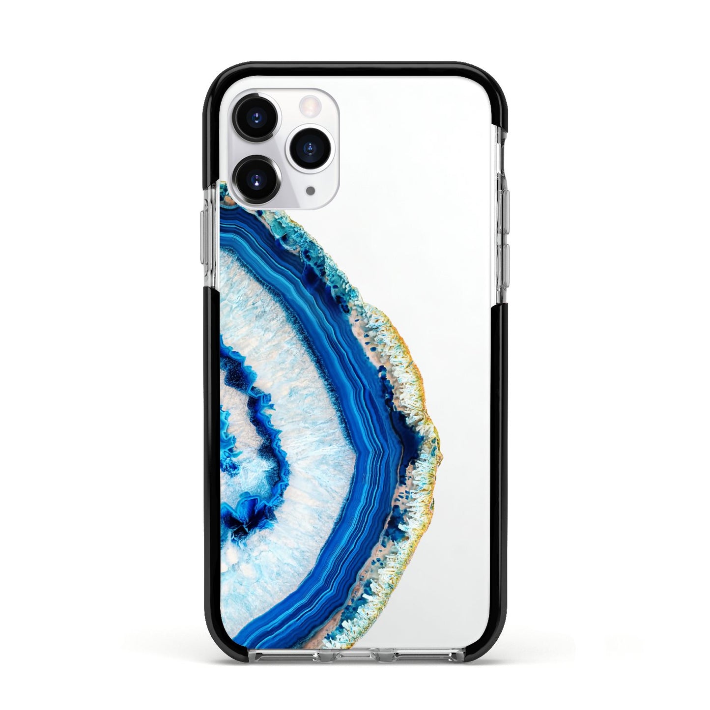 Agate Dark Blue and Turquoise Apple iPhone 11 Pro in Silver with Black Impact Case