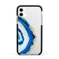 Agate Dark Blue and Turquoise Apple iPhone 11 in White with Black Impact Case