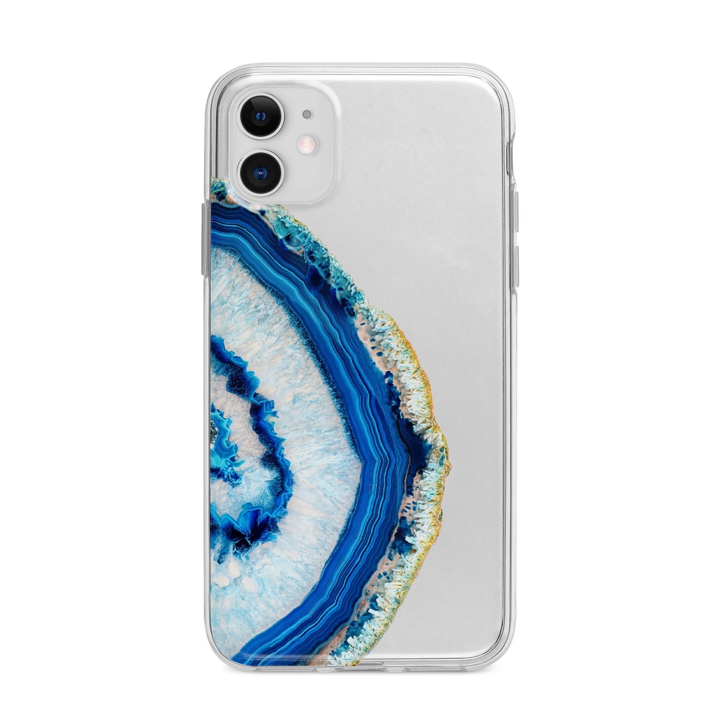 Agate Dark Blue and Turquoise Apple iPhone 11 in White with Bumper Case