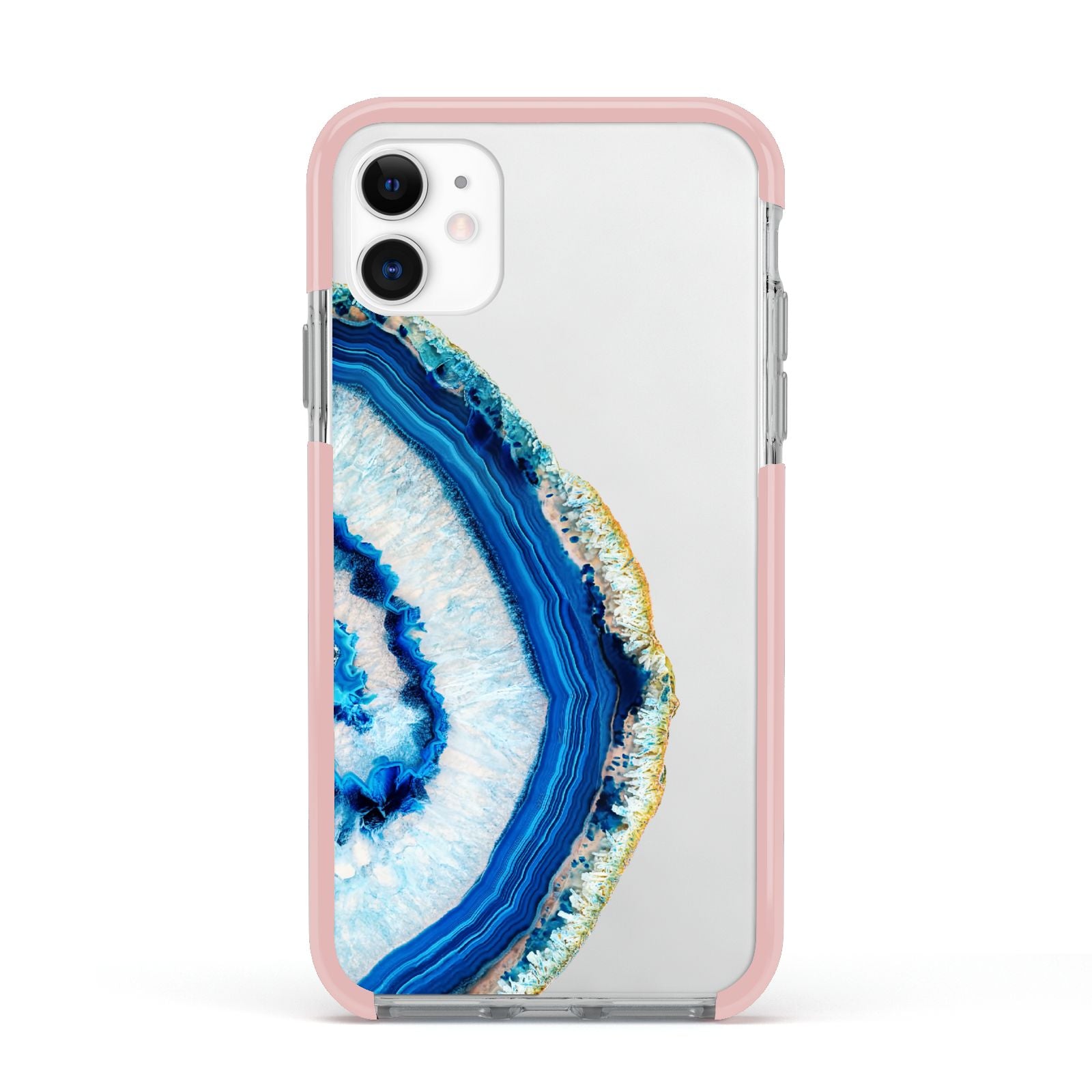 Agate Dark Blue and Turquoise Apple iPhone 11 in White with Pink Impact Case