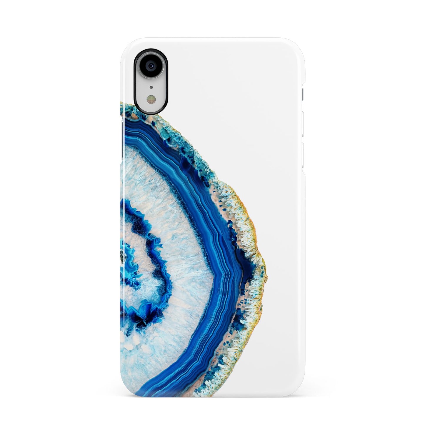Agate Dark Blue and Turquoise Apple iPhone XR White 3D Snap Case