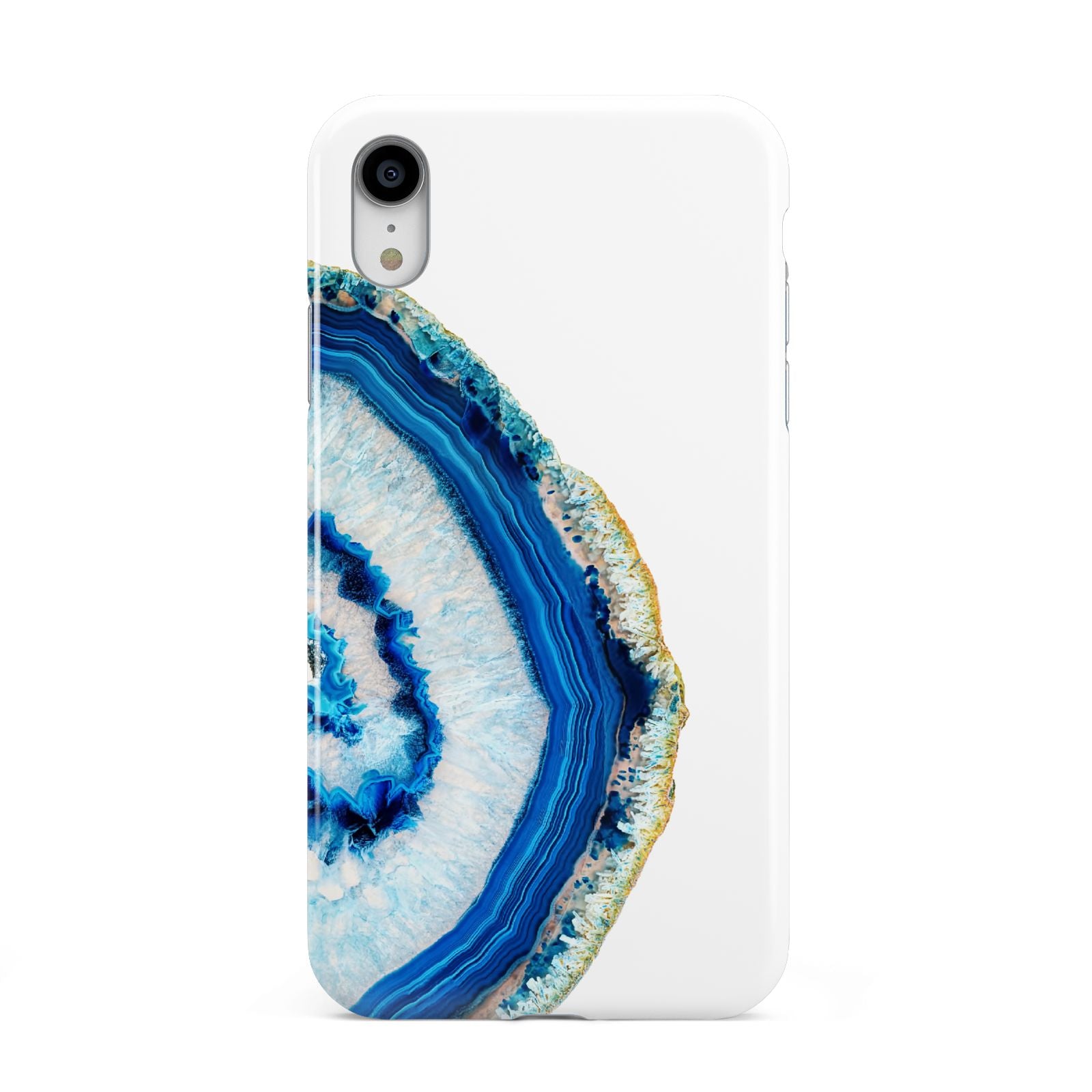 Agate Dark Blue and Turquoise Apple iPhone XR White 3D Tough Case