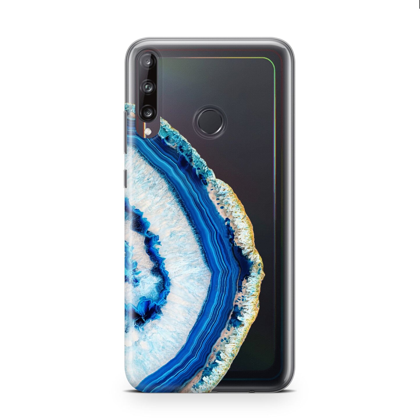 Agate Dark Blue and Turquoise Huawei P40 Lite E Phone Case