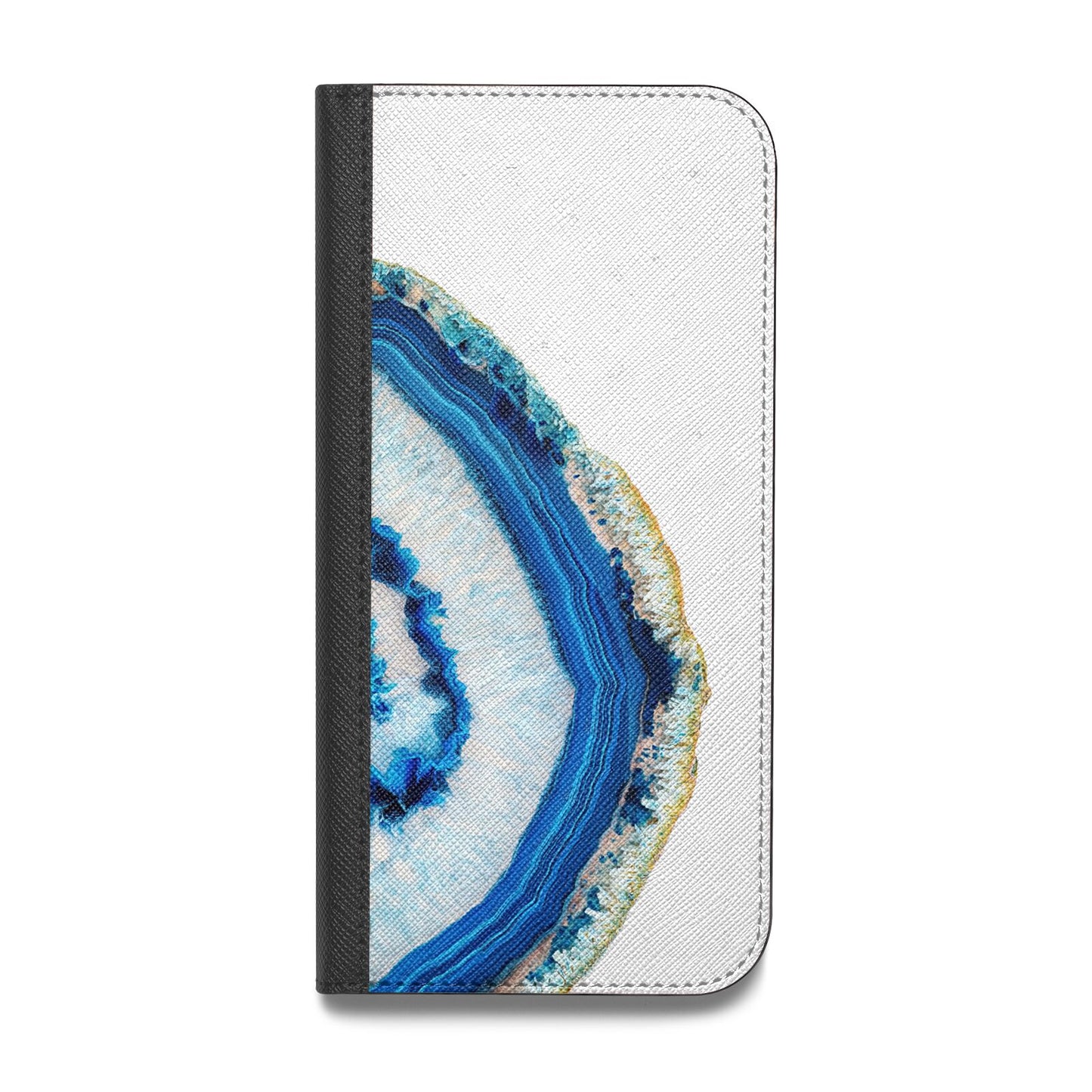 Agate Dark Blue and Turquoise Vegan Leather Flip iPhone Case