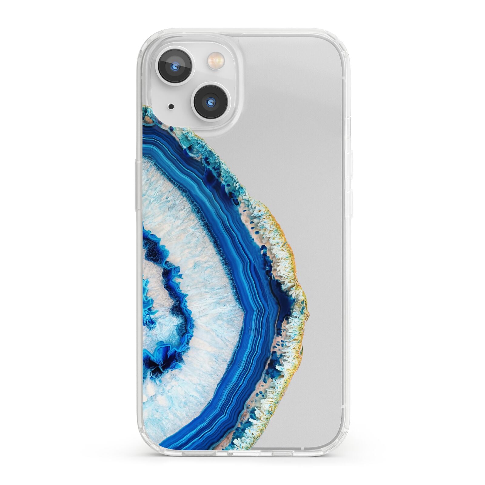 Agate Dark Blue and Turquoise iPhone 13 Clear Bumper Case
