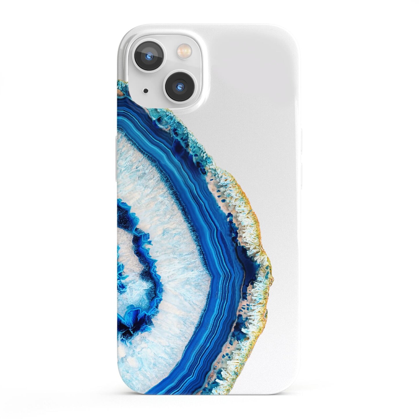 Agate Dark Blue and Turquoise iPhone 13 Full Wrap 3D Snap Case