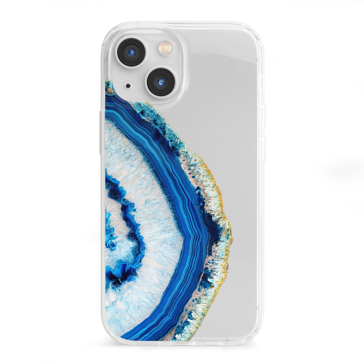 Agate Dark Blue and Turquoise iPhone 13 Mini Clear Bumper Case