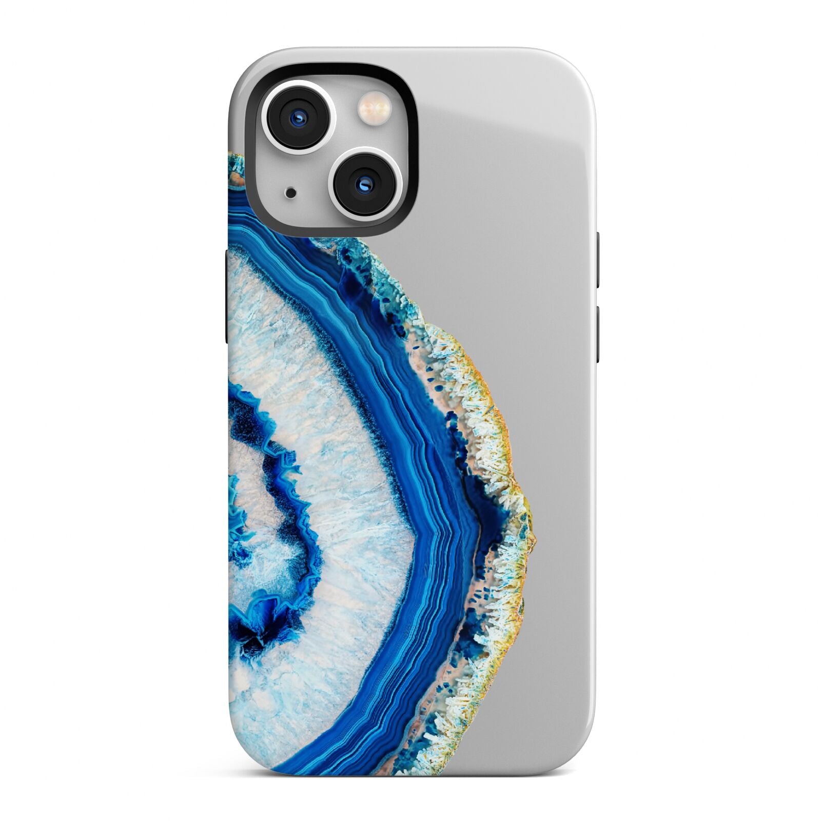 Agate Dark Blue and Turquoise iPhone 13 Mini Full Wrap 3D Tough Case