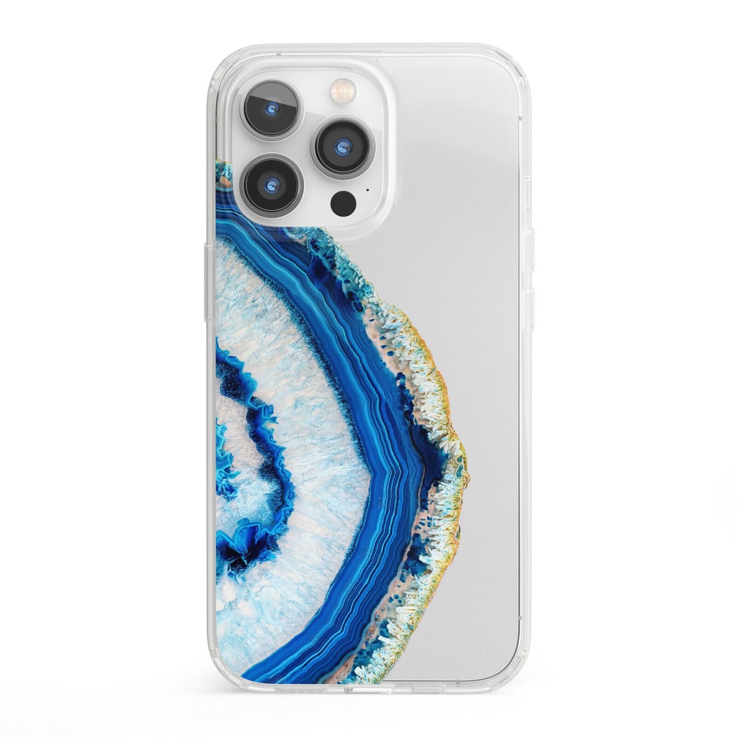 Agate Dark Blue and Turquoise iPhone 13 Pro Clear Bumper Case