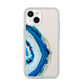 Agate Dark Blue and Turquoise iPhone 14 Clear Tough Case Starlight