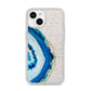 Agate Dark Blue and Turquoise iPhone 14 Glitter Tough Case Starlight