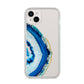 Agate Dark Blue and Turquoise iPhone 14 Plus Clear Tough Case Starlight