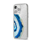 Agate Dark Blue and Turquoise iPhone 14 Pro Max Glitter Tough Case Silver Angled Image