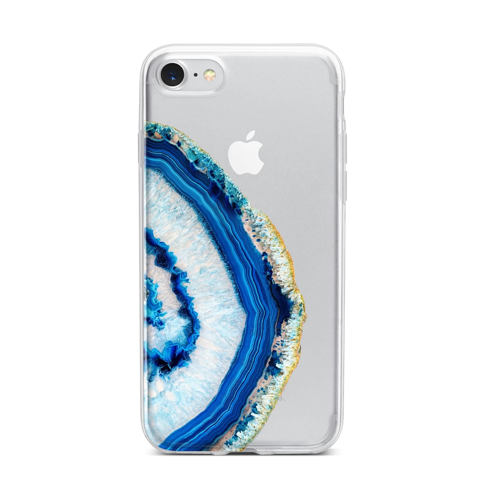 Agate Dark Blue and Turquoise iPhone 7 Bumper Case on Silver iPhone