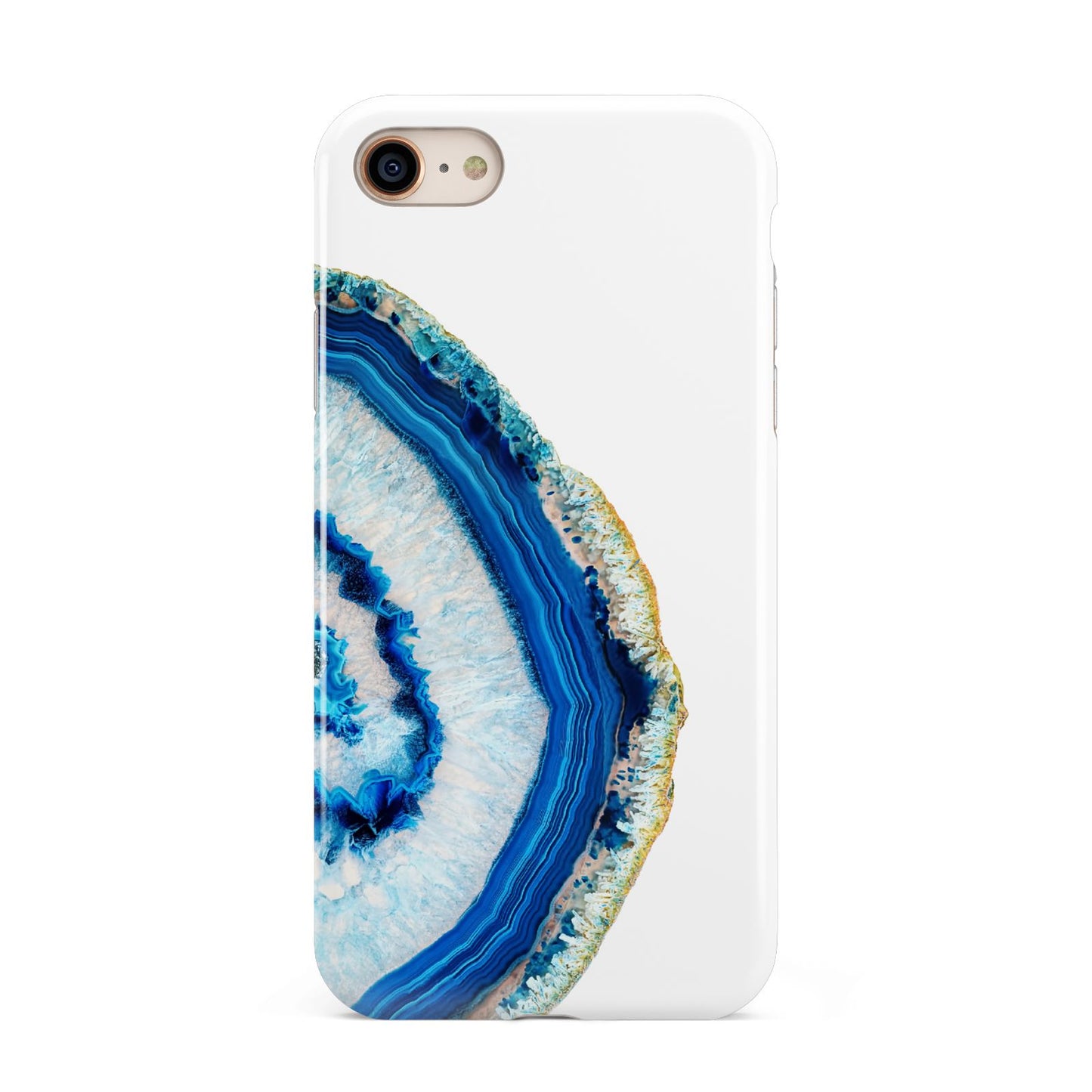 Agate Dark Blue and Turquoise iPhone 8 3D Tough Case on Gold Phone