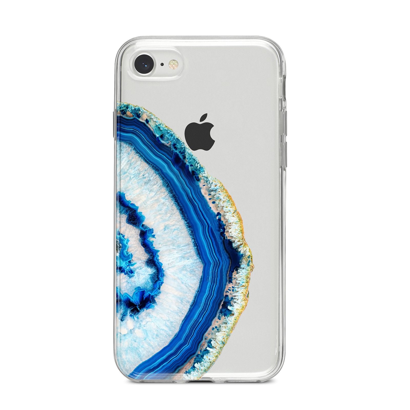 Agate Dark Blue and Turquoise iPhone 8 Bumper Case on Silver iPhone