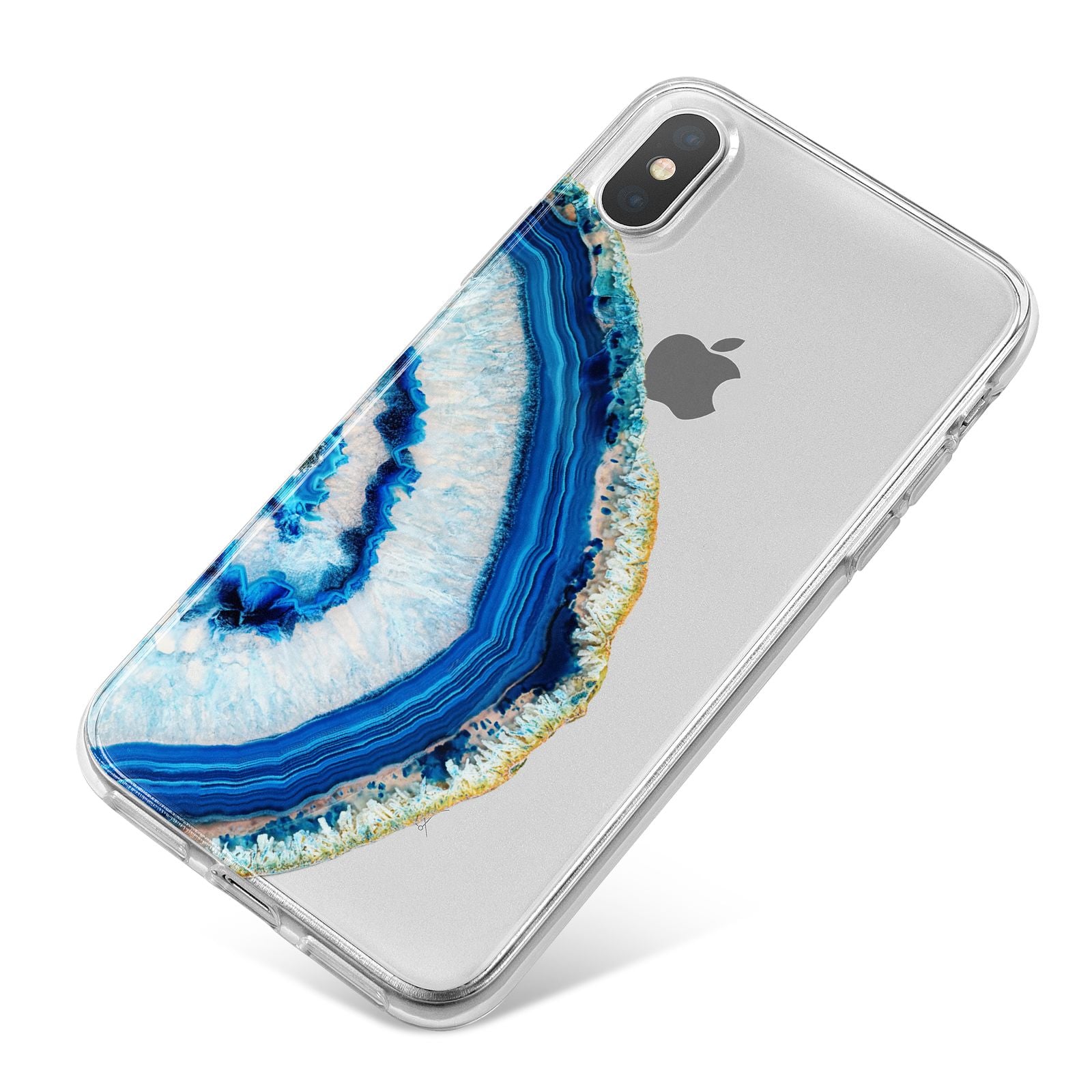 Agate Dark Blue and Turquoise iPhone X Bumper Case on Silver iPhone