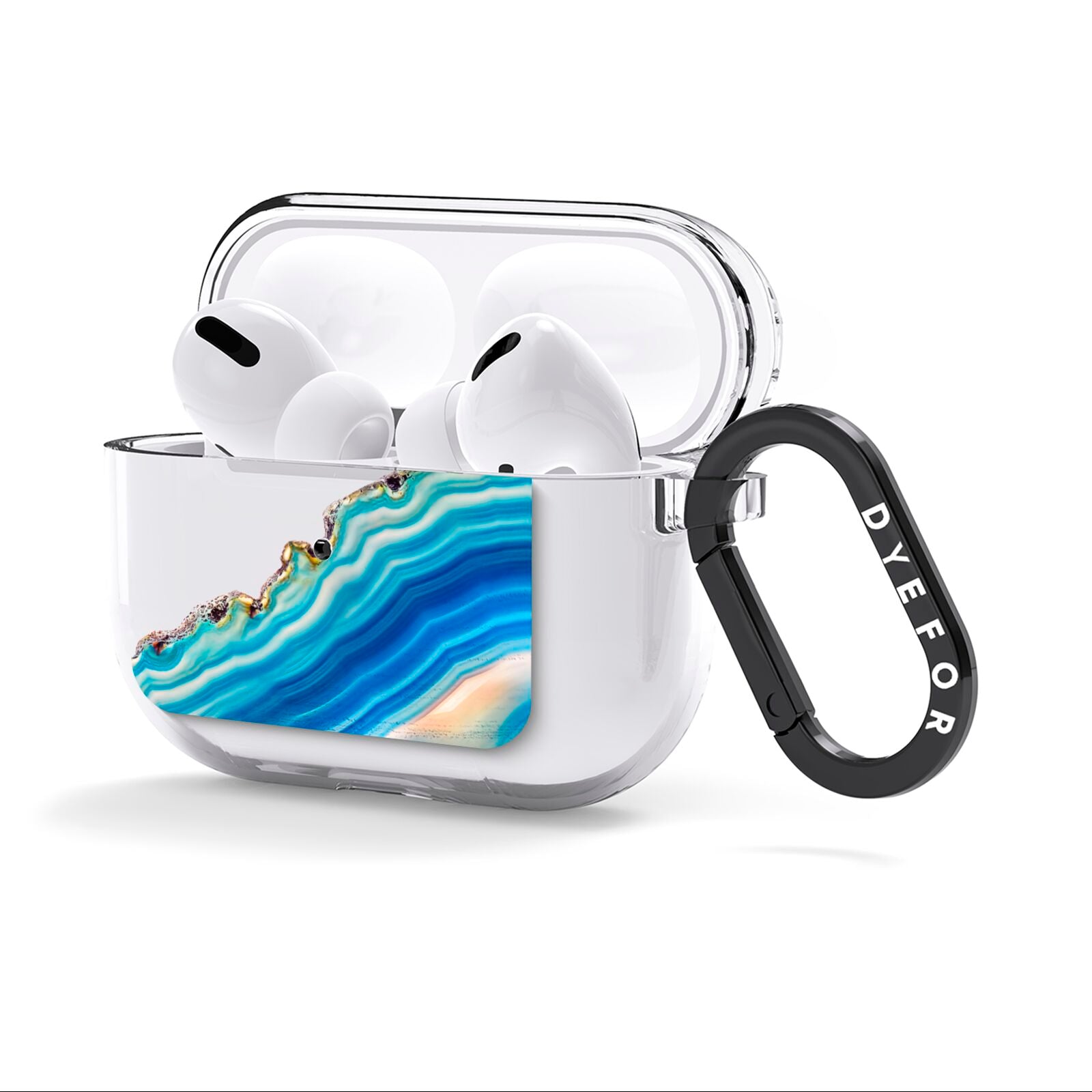 Agate Pale Blue and Bright Blue AirPods Clear Case 3rd Gen Side Image