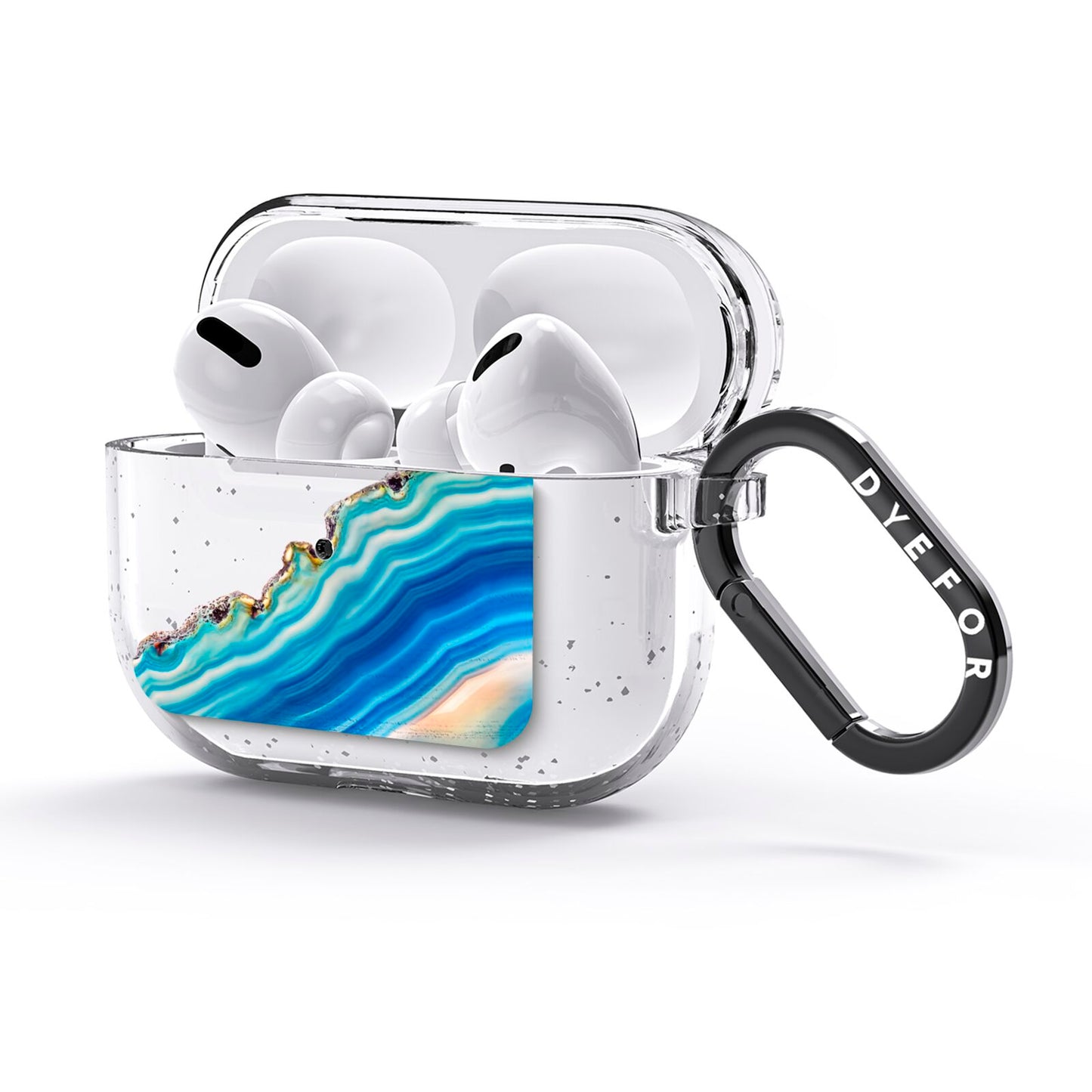 Agate Pale Blue and Bright Blue AirPods Glitter Case 3rd Gen Side Image