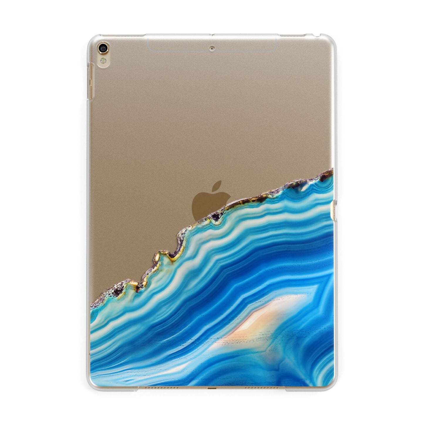 Agate Pale Blue and Bright Blue Apple iPad Gold Case