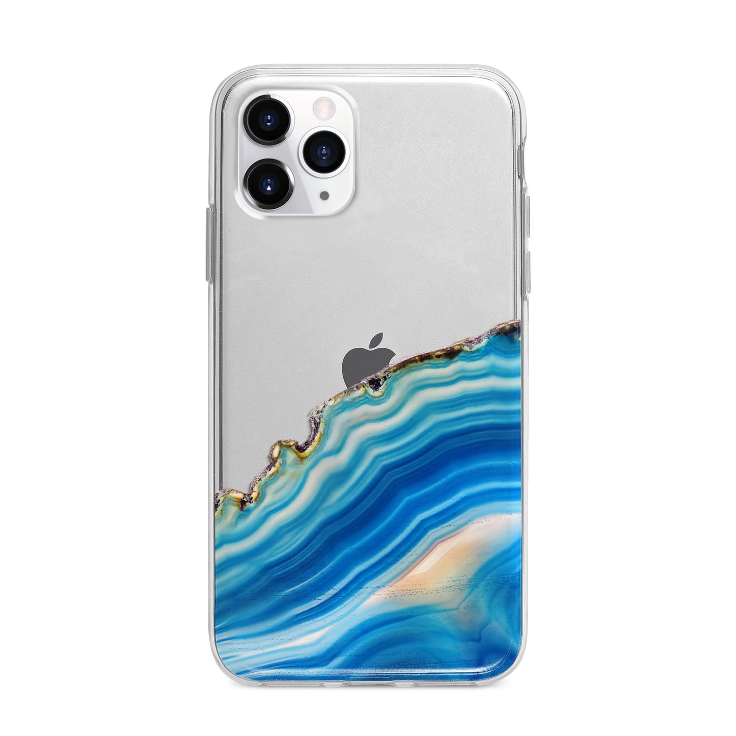 Agate Pale Blue and Bright Blue Apple iPhone 11 Pro in Silver with Bumper Case