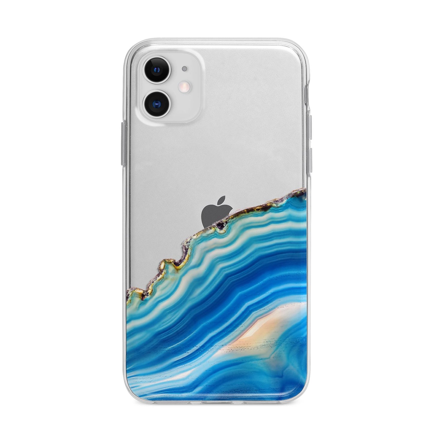Agate Pale Blue and Bright Blue Apple iPhone 11 in White with Bumper Case
