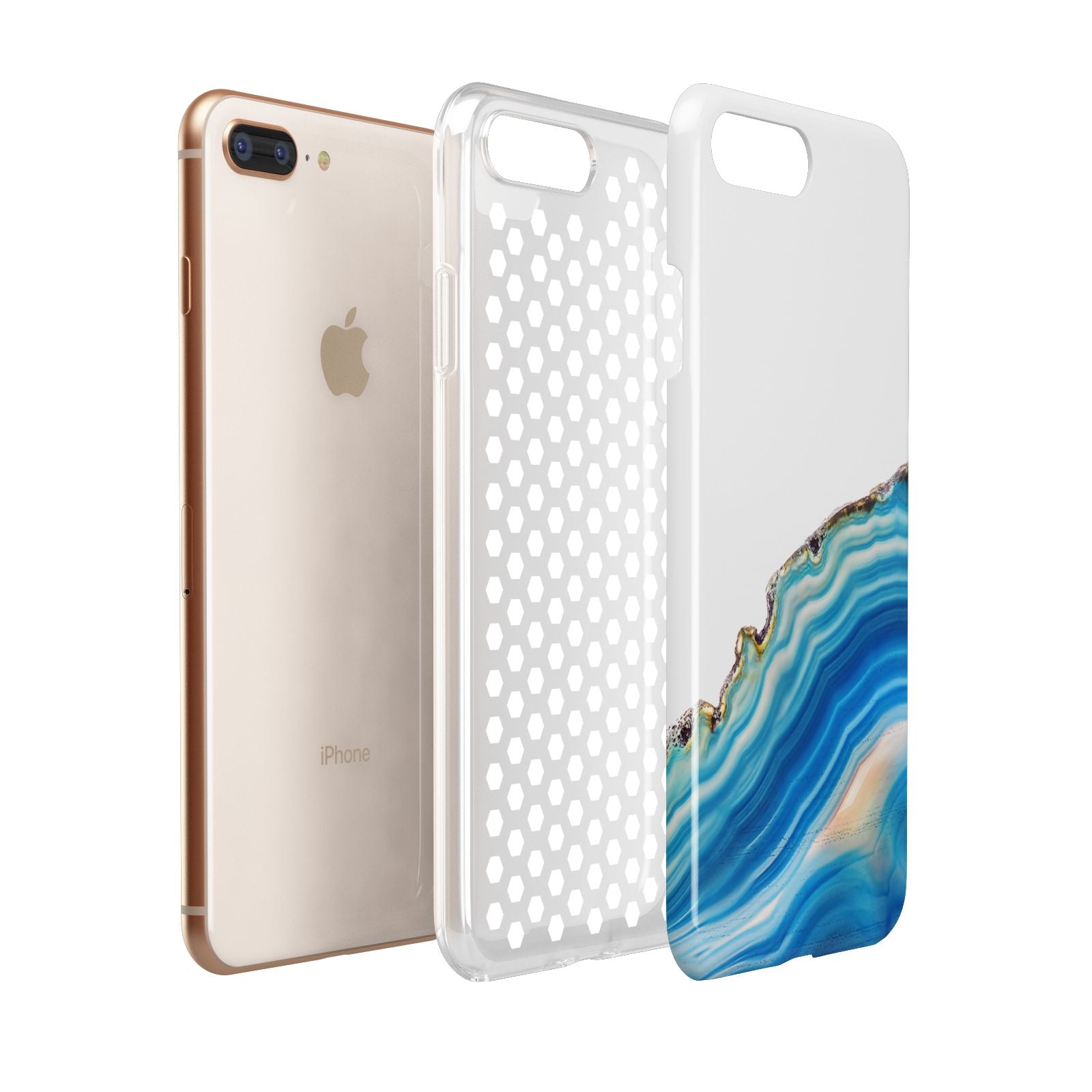 Agate Pale Blue and Bright Blue Apple iPhone 7 8 Plus 3D Tough Case Expanded View