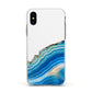 Agate Pale Blue and Bright Blue Apple iPhone Xs Impact Case White Edge on Black Phone