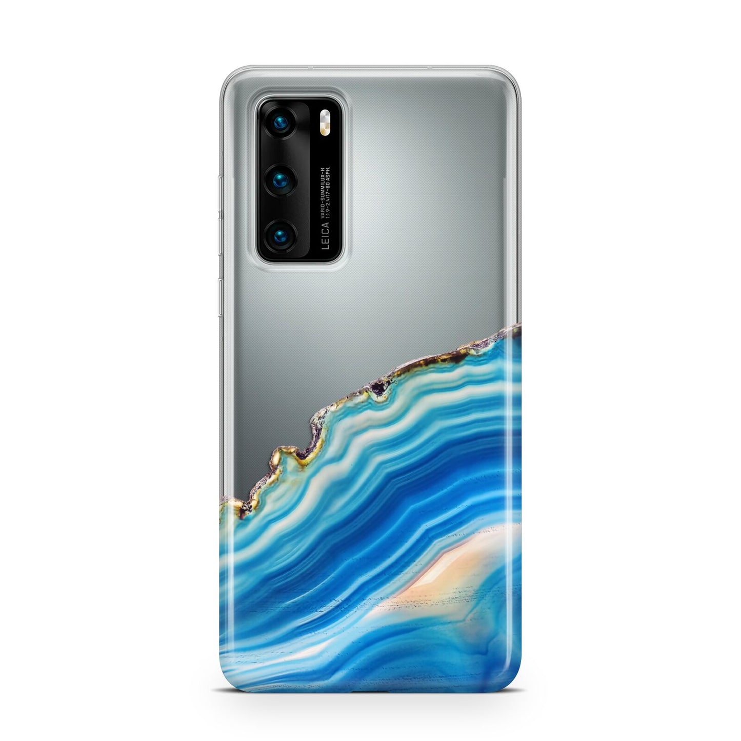 Agate Pale Blue and Bright Blue Huawei P40 Phone Case