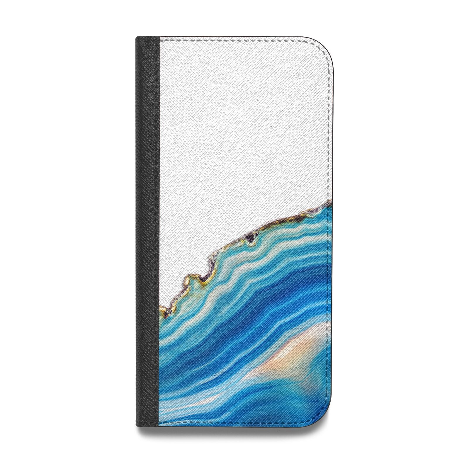 Agate Pale Blue and Bright Blue Vegan Leather Flip iPhone Case