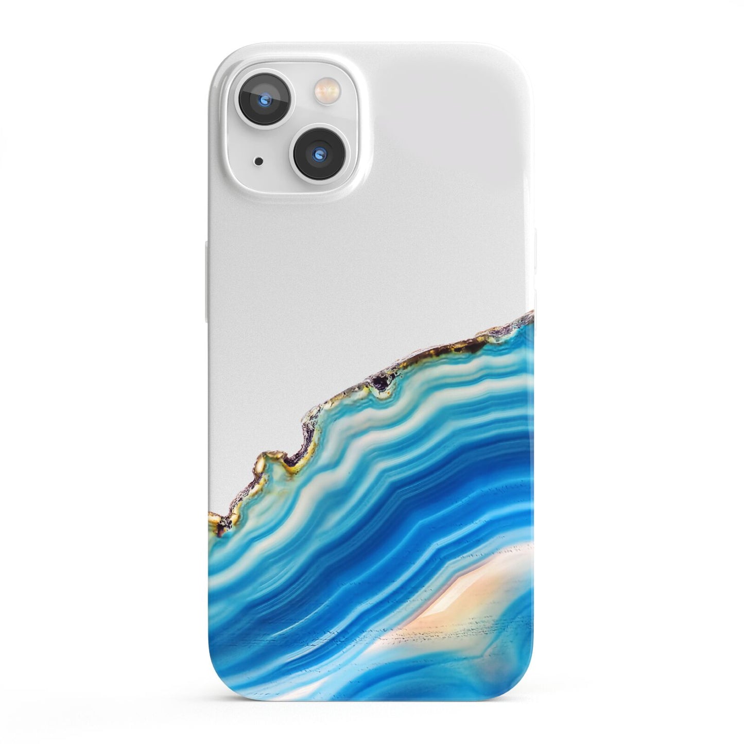 Agate Pale Blue and Bright Blue iPhone 13 Full Wrap 3D Snap Case