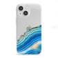 Agate Pale Blue and Bright Blue iPhone 13 Mini Clear Bumper Case